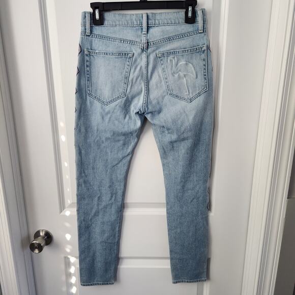Sandrine Rose Women's Skinny Boyfriend Embroidered Jeans Distressed Size 23 - Picture 12 of 16